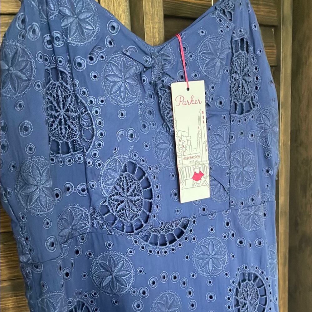 Parker Navy Lace Pattern Dress